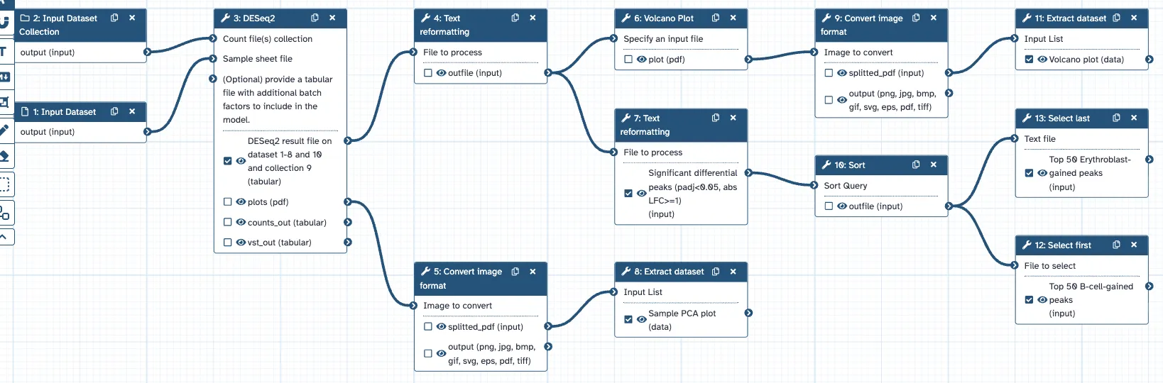 Thirteen-step differential ATAC-seq workflow extracted from the notebook
